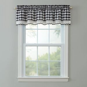 Brylanehome Buffalo Check Rod-Pocket Valance, Black White Window Curtain